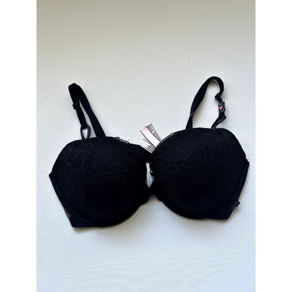 Victoria's Secret, black, lace, push up bra 36D, padded